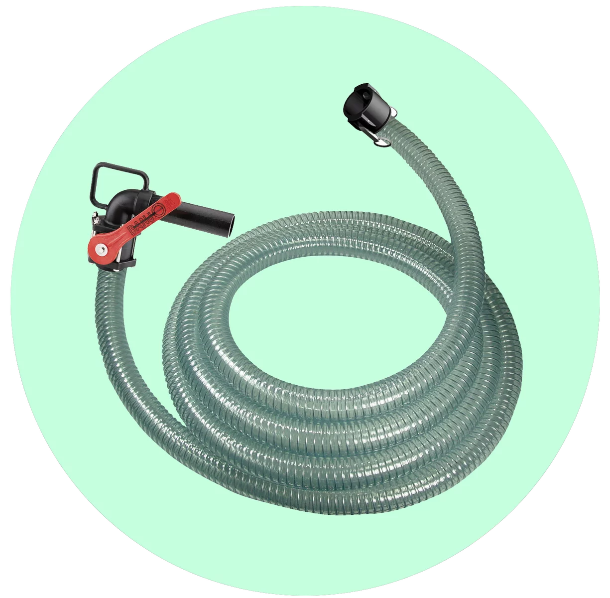 Round image of a fuel hose.