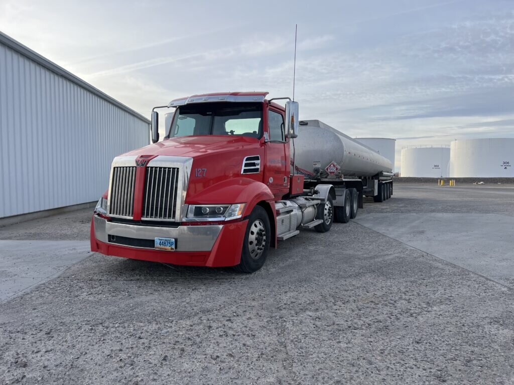 Conrad and Bischoff tanker delivering fuel to a storage facility